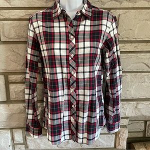 Banana Republic Navy/Red/White Plaid 100% Cotton Soft Wash Flannel Shirt Size S